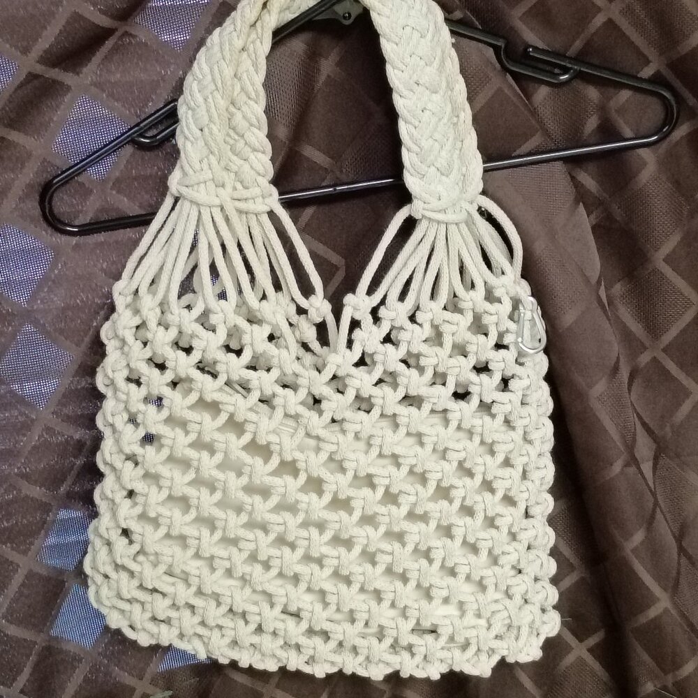 ❤️SAM EDELMAN OFF WHITE MACRAME SHOULDER BAG PURSE